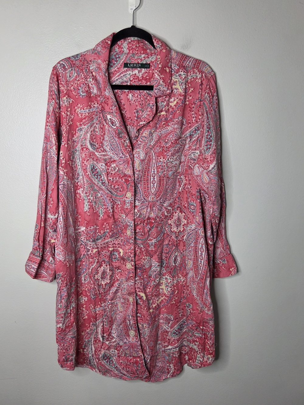 Lauren Ralph Lauren Pink Paisley Button-Front Women’s Sleep Dress